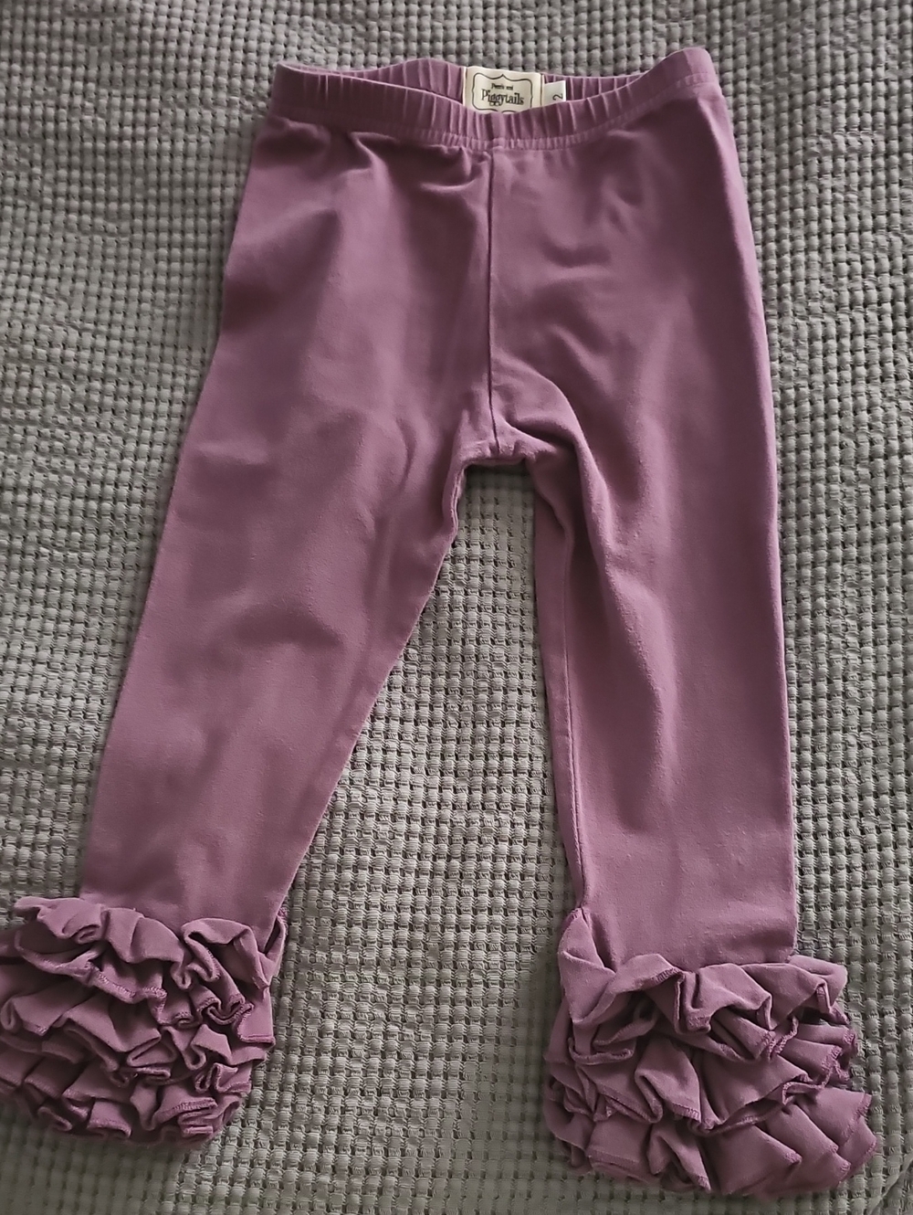 Plum 2 Ruffle Hem Kids Leggings Pearls & Piggytails